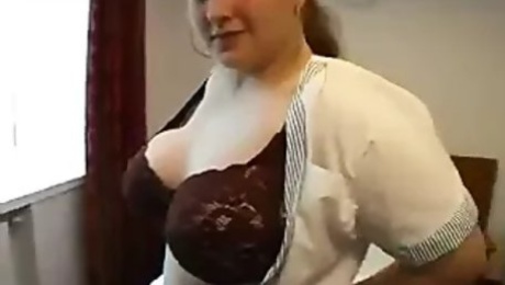 Hairy Cock Holster Maid Gets Her Big Tits Slapped Around