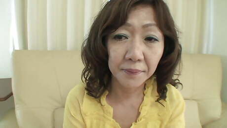 Old Japanese stepmom's hairy pussy fucked hard with toys and cock