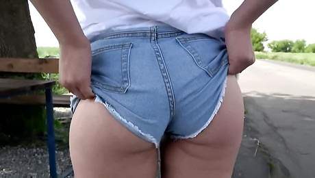 Seduced hottie Sophia Laure opens her little pussy for cash